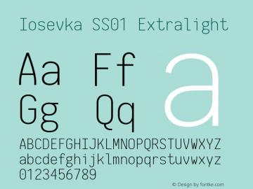 Iosevka SS01 Extralight 2.3.1; ttfautohint (v1.8.3) Font Sample