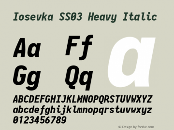 Iosevka SS03 Heavy Italic 2.3.1; ttfautohint (v1.8.3)图片样张