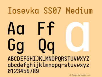 Iosevka SS07 Medium 2.3.1; ttfautohint (v1.8.3) Font Sample