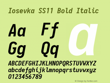 Iosevka SS11 Bold Italic 2.3.1; ttfautohint (v1.8.3)图片样张