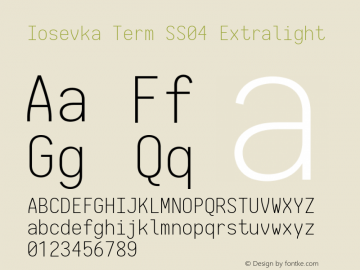 Iosevka Term SS04 Extralight 2.3.1; ttfautohint (v1.8.3) Font Sample