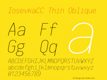 IosevkaCC Thin Oblique 2.3.1; ttfautohint (v1.8.3) Font Sample