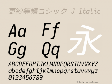 更紗等幅ゴシック J Italic  Font Sample