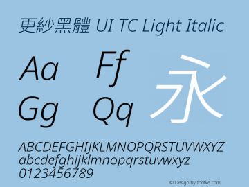 更紗黑體 UI TC Light Italic 图片样张