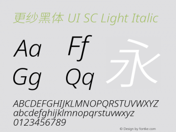 更纱黑体 UI SC Light Italic  Font Sample
