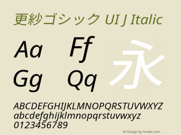更紗ゴシック UI J Italic  Font Sample