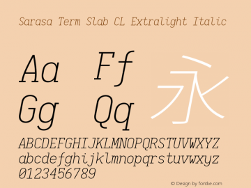 Sarasa Term Slab CL Extralight Italic 图片样张