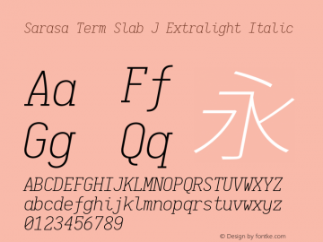 Sarasa Term Slab J Extralight Italic  Font Sample