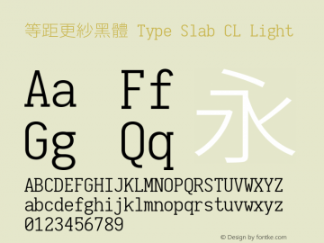 等距更紗黑體 Type Slab CL Light  Font Sample