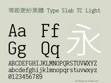 等距更紗黑體 Type Slab TC Light  Font Sample