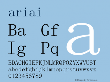 ariai Version 2.00 September 25, 2009 Font Sample