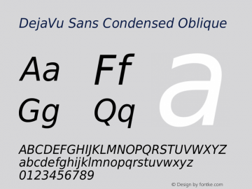 DejaVu Sans Condensed Oblique Version 2.35 Font Sample