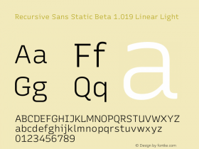 Recursive Sans Static Beta 1.019 Linear Light Version 1.019 Font Sample