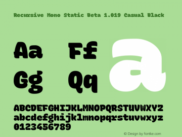 Recursive Mono Static Beta 1.019 Casual Black Version 1.019 Font Sample