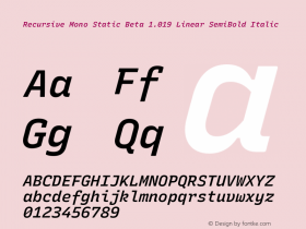 Recursive Mono Static Beta 1.019 Linear SemiBold Italic Version 1.019图片样张