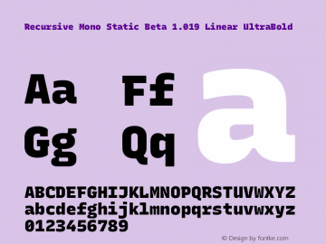 Recursive Mono Static Beta 1.019 Linear UltraBold Version 1.019 Font Sample