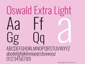 Oswald Extra Light Version 4.100; ttfautohint (v1.8.1.43-b0c9) Font Sample