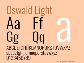 Oswald Light Version 4.100; ttfautohint (v1.8.1.43-b0c9)图片样张