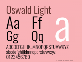 Oswald Light Version 4.100; ttfautohint (v1.8.1.43-b0c9)图片样张