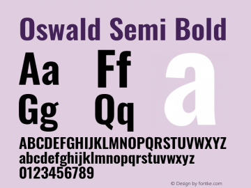 Oswald Semi Bold Version 4.100; ttfautohint (v1.8.1.43-b0c9) Font Sample