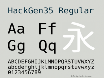 HackGen35 Regular Version 1.3.0 ; ttfautohint (v1.8.1) -l 6 -r 45 -G 200 -x 14 -D latn -f none -m 