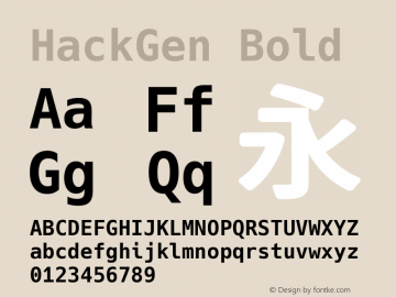HackGen Bold Version 1.3.0 ; ttfautohint (v1.8.1) -l 6 -r 45 -G 200 -x 14 -D latn -f none -m 