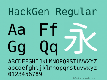 HackGen Regular Version 1.3.0 ; ttfautohint (v1.8.1) -l 6 -r 45 -G 200 -x 14 -D latn -f none -m 