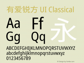 有爱锐方 UI Classical Condensed  Font Sample