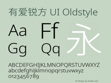 有爱锐方 UI Oldstyle Extended Light  Font Sample