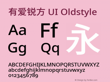 有爱锐方 UI Oldstyle Extended Medium  Font Sample