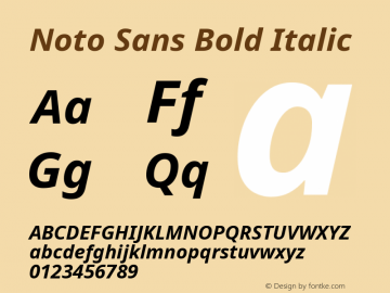 Noto Sans Bold Italic Version 2.001 Font Sample