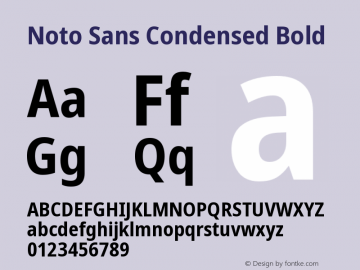 Noto Sans Condensed Bold Version 2.001 Font Sample