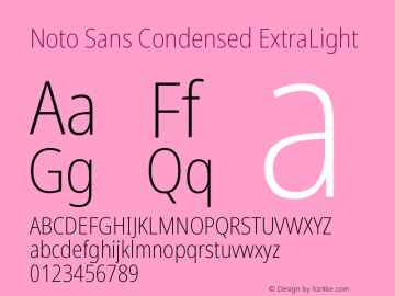 Noto Sans Condensed ExtraLight Version 2.001 Font Sample