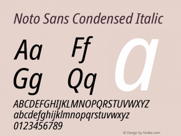 Noto Sans Condensed Italic Version 2.001 Font Sample