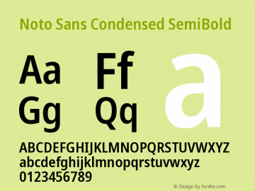 Noto Sans Condensed SemiBold Version 2.001 Font Sample