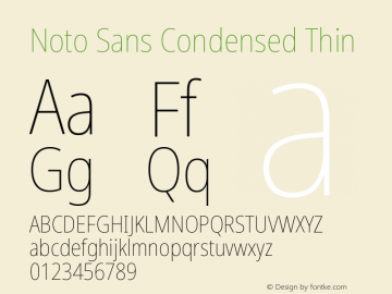 Noto Sans Condensed Thin Version 2.001 Font Sample