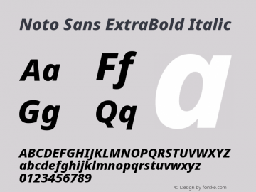 Noto Sans ExtraBold Italic Version 2.001 Font Sample