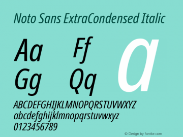Noto Sans ExtraCondensed Italic Version 2.001 Font Sample