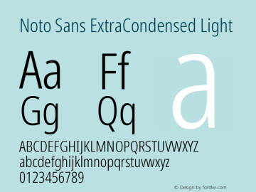 Noto Sans ExtraCondensed Light Version 2.001 Font Sample