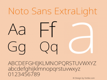 Noto Sans ExtraLight Version 2.001图片样张