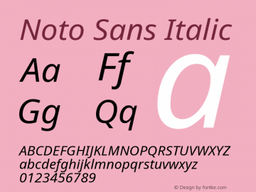 Noto Sans Italic Version 2.001 Font Sample