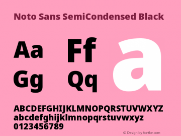 Noto Sans SemiCondensed Black Version 2.001 Font Sample