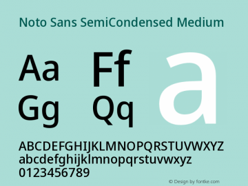 Noto Sans SemiCondensed Medium Version 2.001 Font Sample