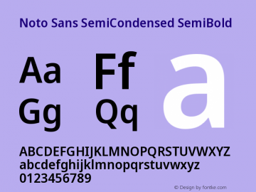 Noto Sans SemiCondensed SemiBold Version 2.001 Font Sample