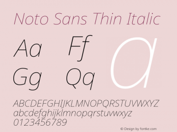 Noto Sans Thin Italic Version 2.001图片样张