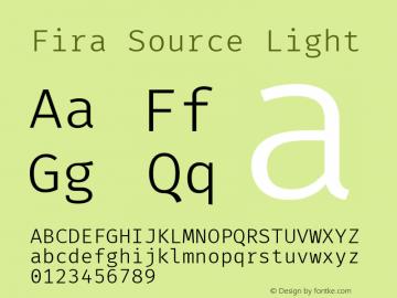 Fira Source Light Version 2.000 Font Sample