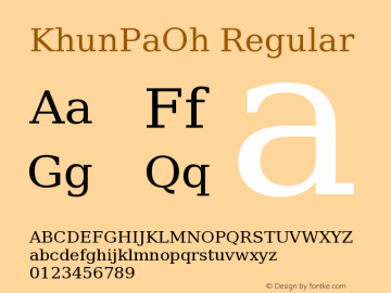 KhunPaOh Version 1.00 July 11, 2016, initial release Font Sample