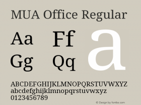 MUA Office Version 2.10 June 24, 2017 Font Sample