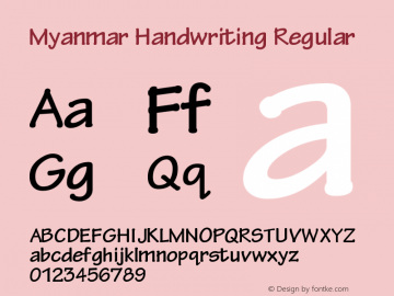 Myanmar Handwriting Version 1.30 November 9, 2016 Font Sample