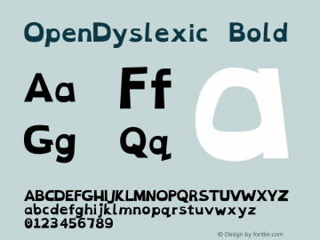 OpenDyslexic Bold Version 0.091;hotconv 1.0.109;makeotfexe 2.5.65596图片样张